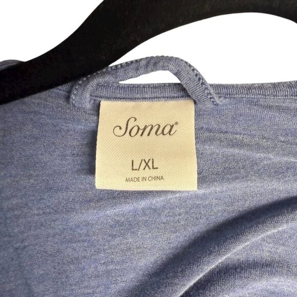 Soma L/XL Cool Nights Long Sleeve Robe Soft Purple Lavender Wrap - Picture 3 of 15